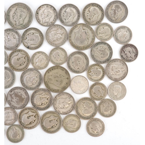 1647 - British pre decimal, pre 1947 coinage including florin and shillings, 255g