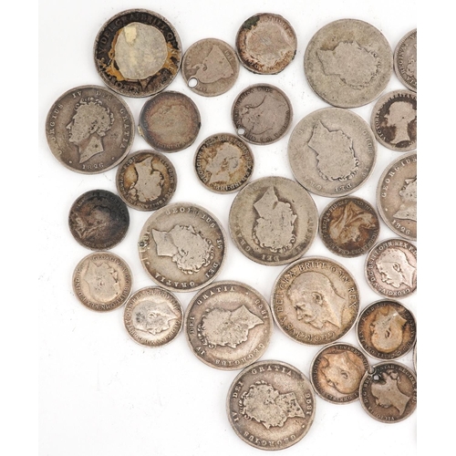 1644 - British pre decimal, pre 1947 coinage including half crown and shillings, 120g