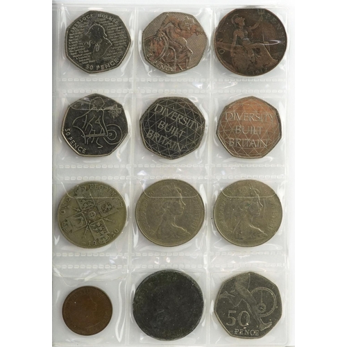 1654 - Collection of British coinage arranged in two coin stock books including two pounds, one pounds and ... 