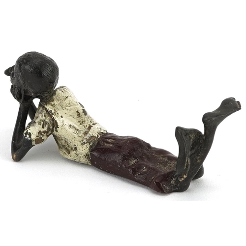 248 - Austrian style cold painted bronze pipe smoking boy, 9cm in length