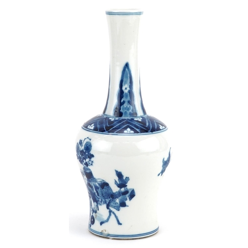 212 - Chinese blue and white porcelain vase hand painted with mother and children in a palace setting, fou... 