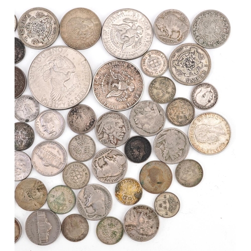 1649 - Collection of American, British and world coinage including half dollars, 240g