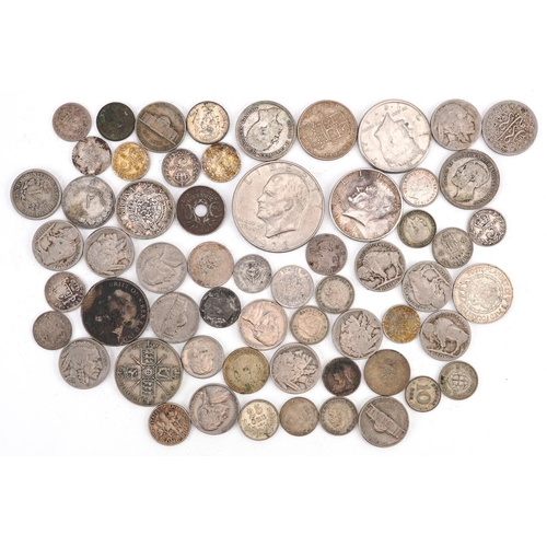 1649 - Collection of American, British and world coinage including half dollars, 240g