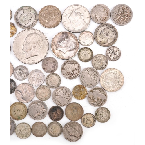 1649 - Collection of American, British and world coinage including half dollars, 240g