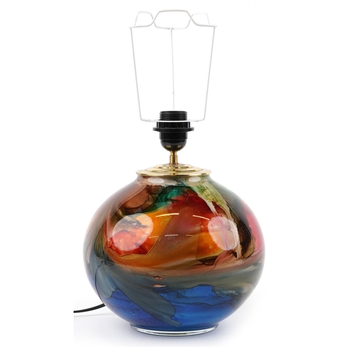 349 - Sylvia Montagnon, French multi coloured art glass table lamp, 31cm high