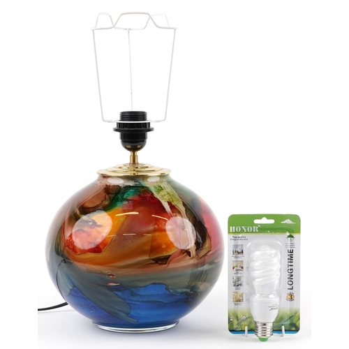 349 - Sylvia Montagnon, French multi coloured art glass table lamp, 31cm high