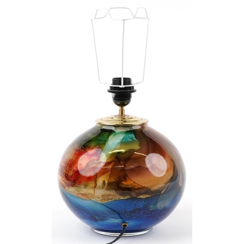 349 - Sylvia Montagnon, French multi coloured art glass table lamp, 31cm high