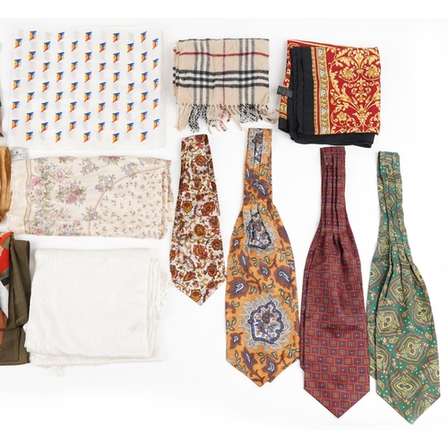 1272 - Vintage and later silk scarves and ties including Yves Saint Laurent, Gucci and Cressida Bell