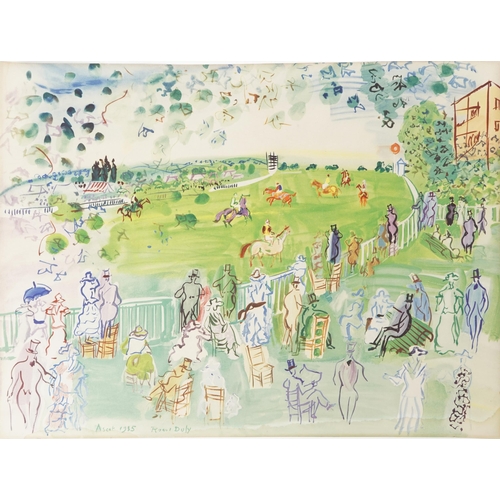 1444 - After Raoul Dufy - Ascot, vintage lithographic print, unframed, 64cm x 49cm