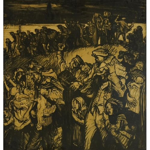 1297 - After Frank Brangwyn - Industrial scene, early 20th century black and white lithographic print, Char... 