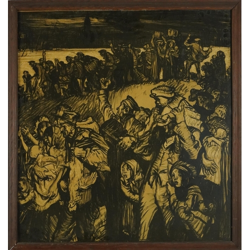 1297 - After Frank Brangwyn - Industrial scene, early 20th century black and white lithographic print, Char... 