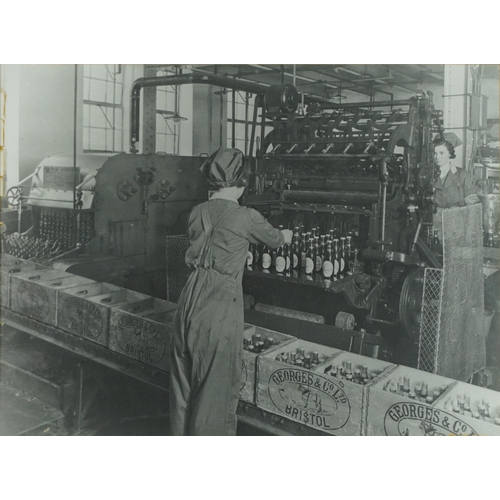 1410 - Breweriana interest black and white photograph of Georges & Co Ltd Stout Factory, mounted, framed an... 