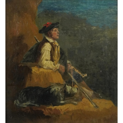 160 - Henry Alkin 1805 - Shepherd and dog, 19th century oil on canvas, inscription and Christies label ver... 