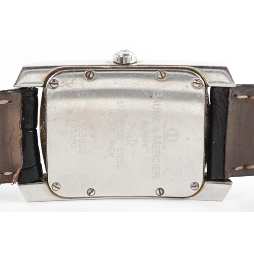 2132 - Baume & Mercier, gentlemen's stainless steel  quartz wristwatch having silvered and subsidiary dials... 