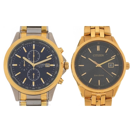 2710 - Citizen, two gentlemen's Citizen quartz wristwatches with date apertures comprising WR10BAR and Chro... 