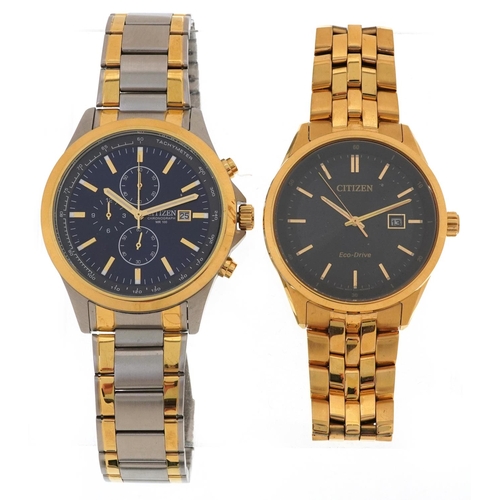 2710 - Citizen, two gentlemen's Citizen quartz wristwatches with date apertures comprising WR10BAR and Chro... 