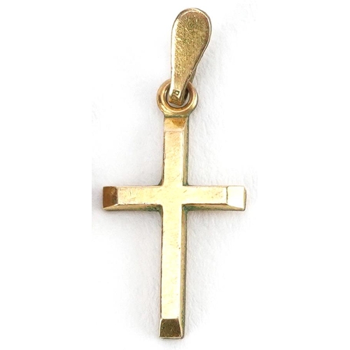 2529 - Two pairs of 9ct gold ball stud earrings and a yellow metal cross pendant, one pair set with clear s... 