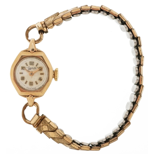 2558 - Everite, ladies 9ct gold manual wind wristwatch having a silvered dial with Arabic numerals, 16mm wi... 