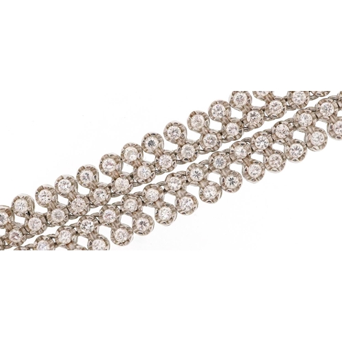 2642 - Silver clear stone two row line necklace, possibly cubic zirconia, 43cm in length, 27.5g