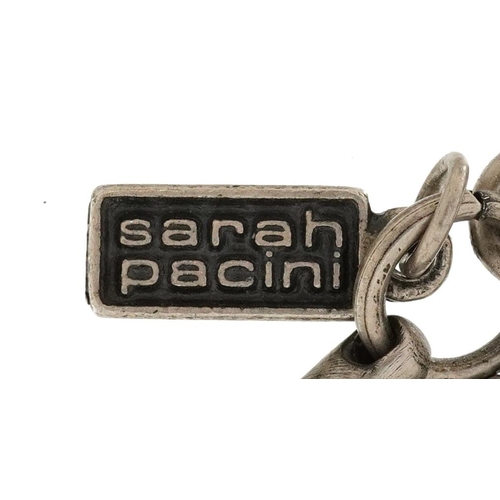 2613 - Sarah Pacini, white metal longuard chain, tests as silver, 152cm in length, 82.5g