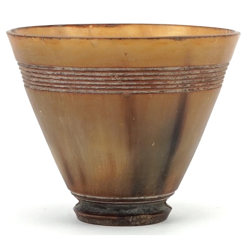 71 - Antique Scottish turned horn beaker, 9.5cm high