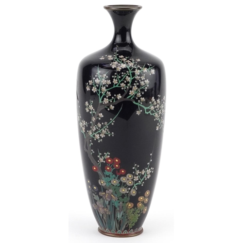 83 - Japanese cloisonne vase finely enamelled with flowers, 18cm high