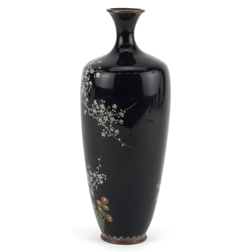 83 - Japanese cloisonne vase finely enamelled with flowers, 18cm high