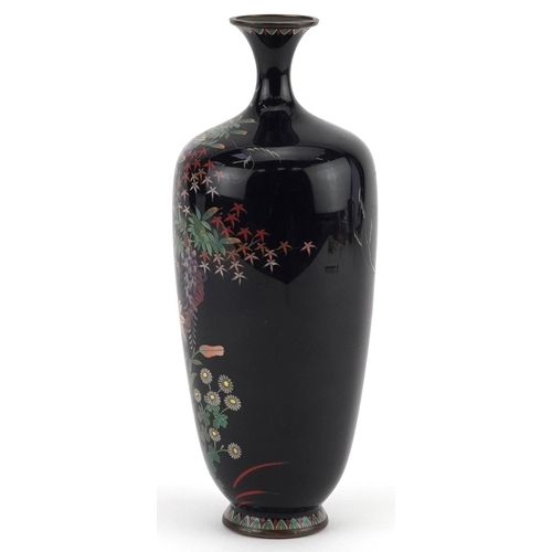 83A - Japanese cloisonne vase finely enamelled with flowers, 19cm high