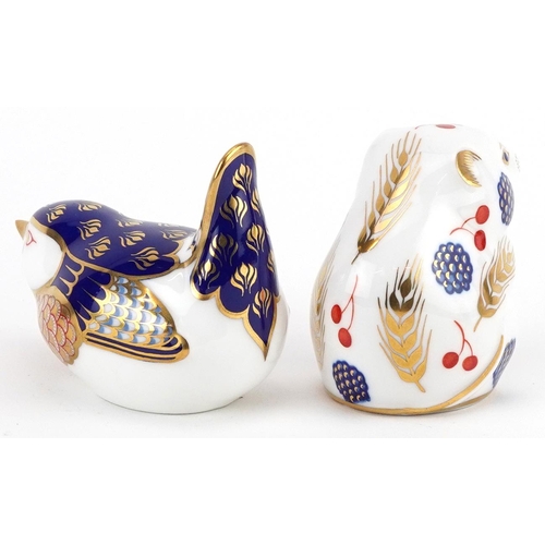 1146 - Two Royal Crown Derby paperweights with stoppers in the form of a mouse and bird, the largest 8cm in... 