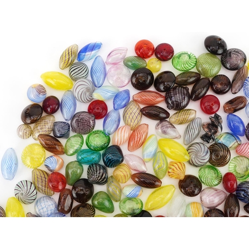 2790 - Large collection of Italian colourful swirl glass beads, the largest approximately 2.8cm in length