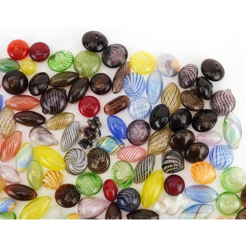 2790 - Large collection of Italian colourful swirl glass beads, the largest approximately 2.8cm in length