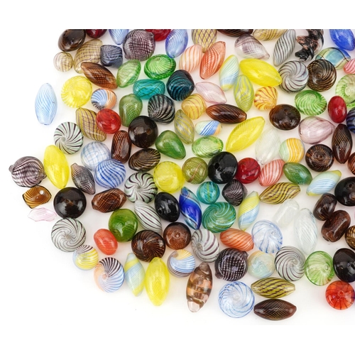 2790 - Large collection of Italian colourful swirl glass beads, the largest approximately 2.8cm in length