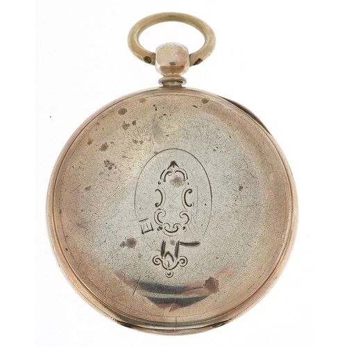 2231 - Victorian gentlemen's silver key wind open face fusee pocket watch having enamelled and subsidiary d... 