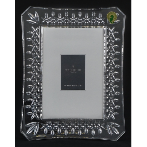 1172 - Waterford Crystal easel photo frame with paper label, 22.5cm x 18cm, fits photo 6 x 4 inches