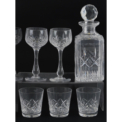 1186 - Stuart crystal glassware including two drinking glasses, set of six water glasses and decanter, the ... 