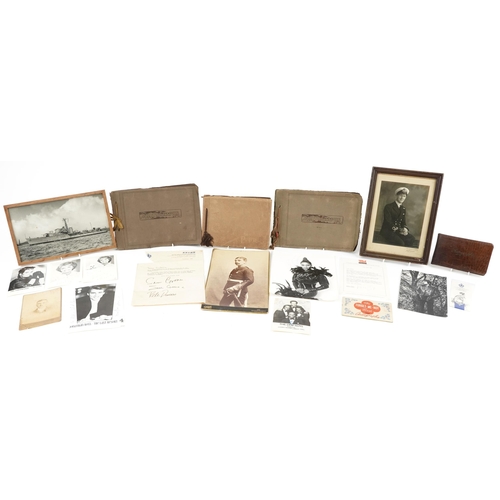 639 - Early 20th century and later ephemera and photographs including autograph album with various annotat... 