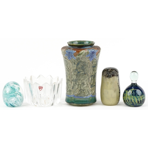 1365 - China and glassware including Wedgwood owl paperweight, Mdina paperweight and Orrefors bowl, the lar... 