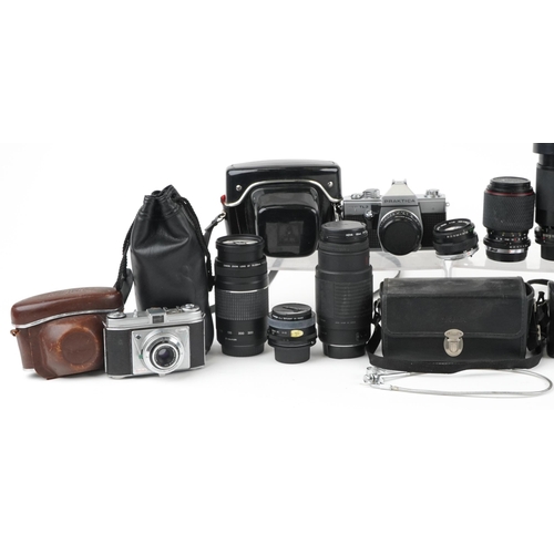 1257 - Vintage and later cameras and accessories including Tamron 1:3.8 80-210mm lens, Pentacon and Kodak