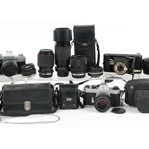 1257 - Vintage and later cameras and accessories including Tamron 1:3.8 80-210mm lens, Pentacon and Kodak