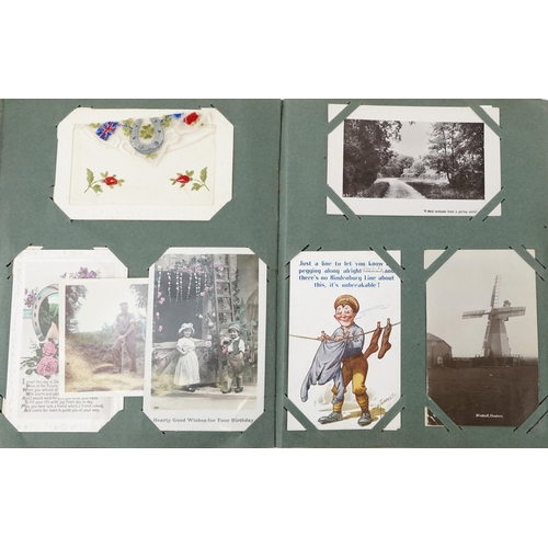 1731 - Early 20th century and later postcards arranged in an album, some real photographic, including Hampt... 