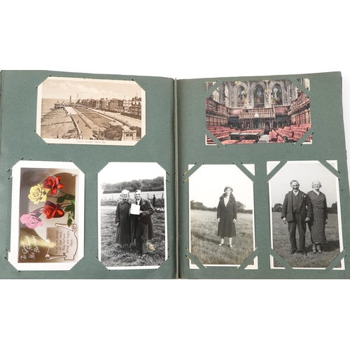 1731 - Early 20th century and later postcards arranged in an album, some real photographic, including Hampt... 