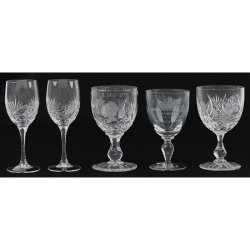 1165 - Glassware with boxes comprising a pair of Edinburgh Crystal wine glasses, Royal Brierly and Caithnes... 