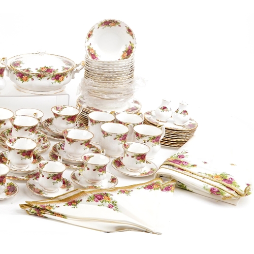 1193 - Royal Albert Old Country Roses dinner and teaware including teapot, lidded tureen, dinner plates and... 