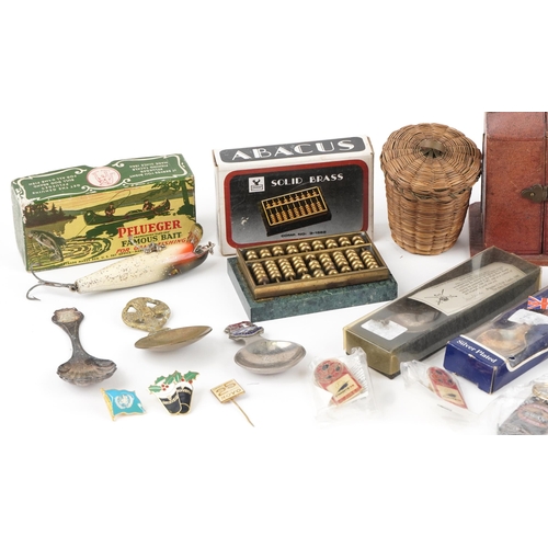 1372 - Sundry items including Guinness pin badges, caddy spoons and an alarm clock case