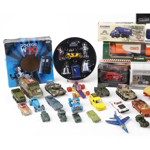 1617 - Vintage and later diecast model vehicles, some with boxes and a Corgi Doctor Who 40th Anniversary gi... 