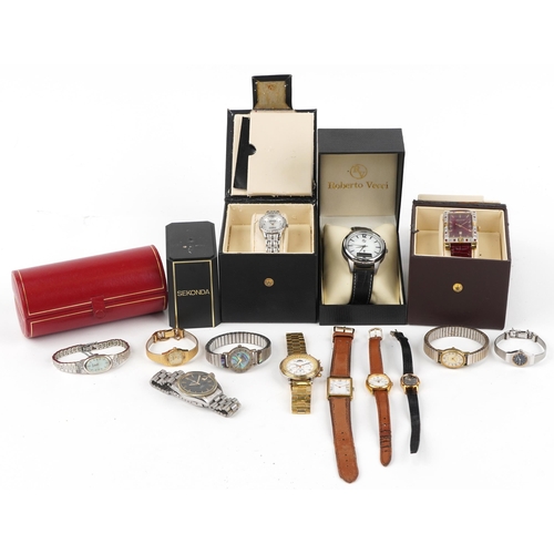 2797 - Vintage and later ladies and gentlemen's wristwatches, some with boxes, including ladies Ingersoll D... 