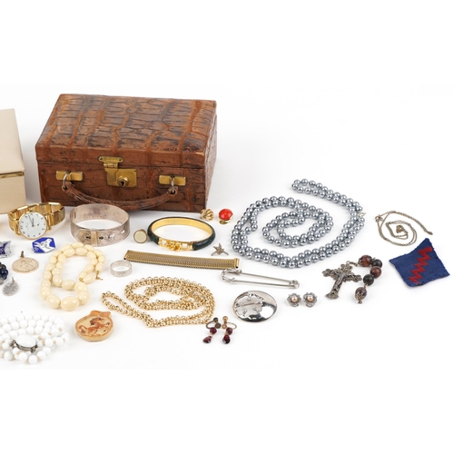 2794 - Antique and later jewellery and wristwatches, some silver, including teddy bear earrings with screw ... 