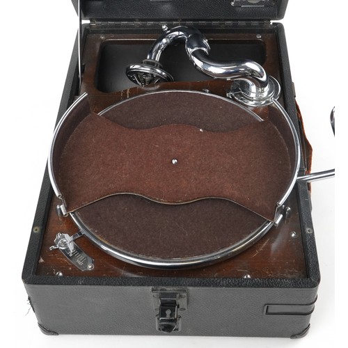 1209 - Vintage His Master's Voice portable gramophone, model 102