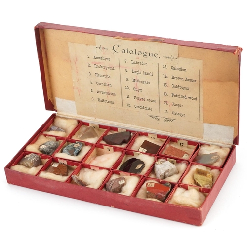 472 - Natural history and geology interest specimens arranged in a fitted box including amethyst, rock cry... 