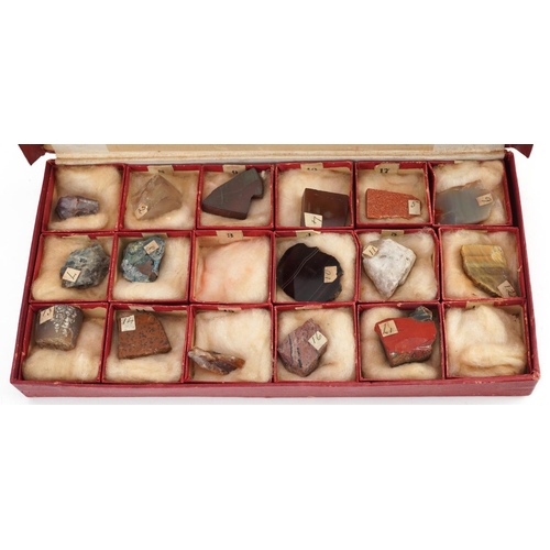 472 - Natural history and geology interest specimens arranged in a fitted box including amethyst, rock cry... 